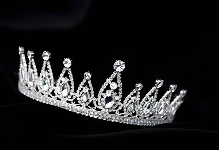 Elegant Close Up of Crystal Tiara and Diamond Crown